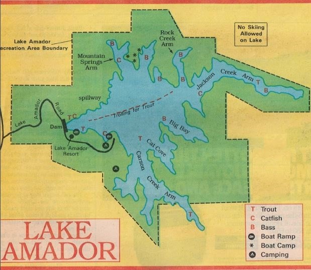 2018 Lake Amador Fish Map and Fishing Report, and Amador Hunting Clubs