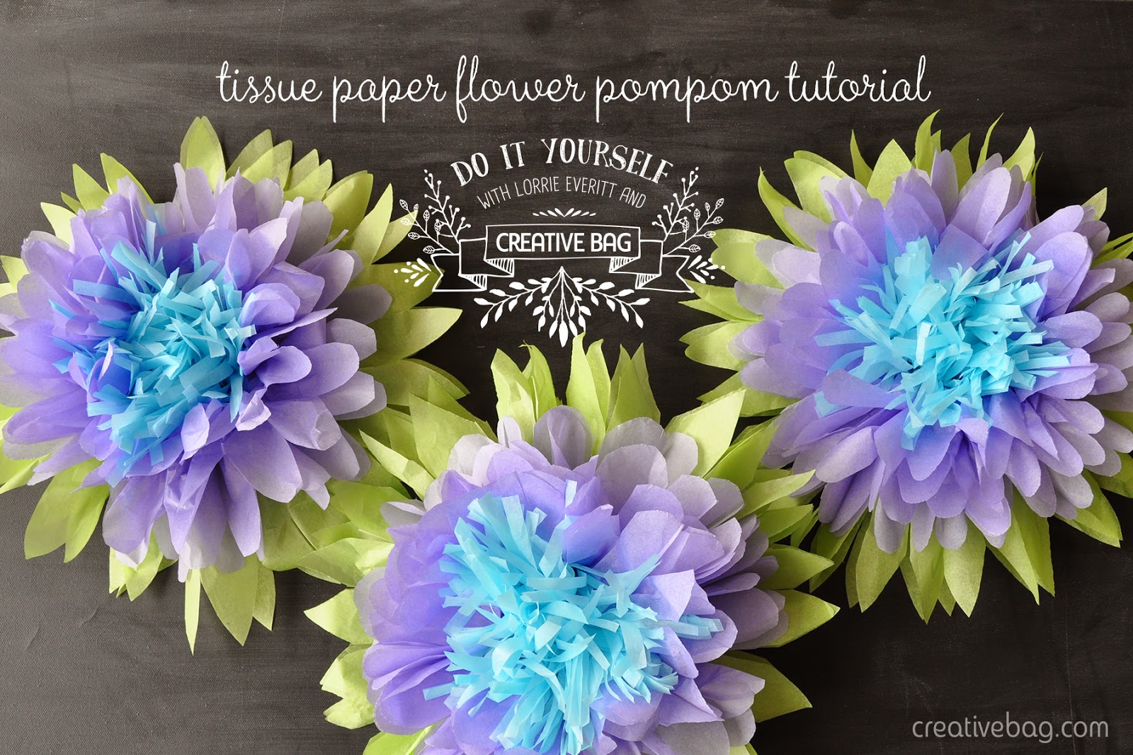 tissue paper flower pompom tutorial | Lorrie Everitt for Creative Bag