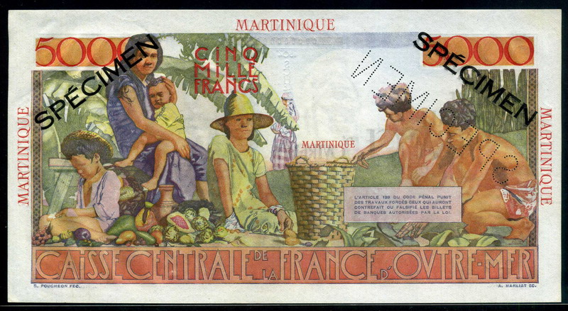Martinique banknotes 5000 Francs banknote, Victor 