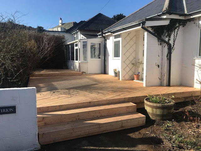 Larch timber deck Borth