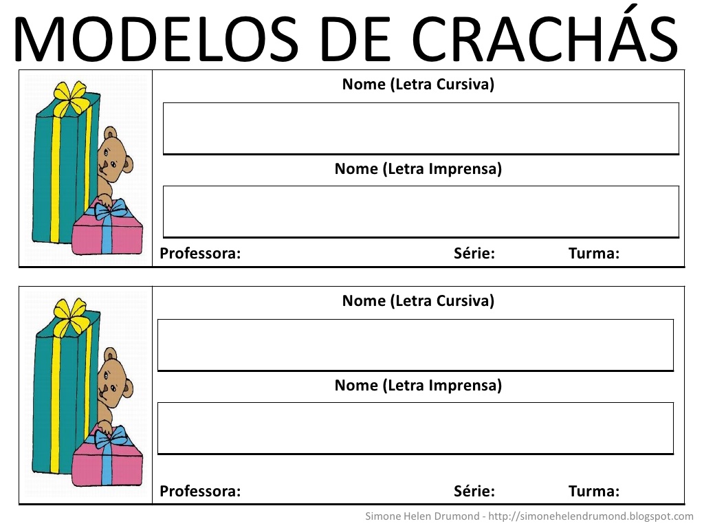 Modelos de Crachás para Imprimir.