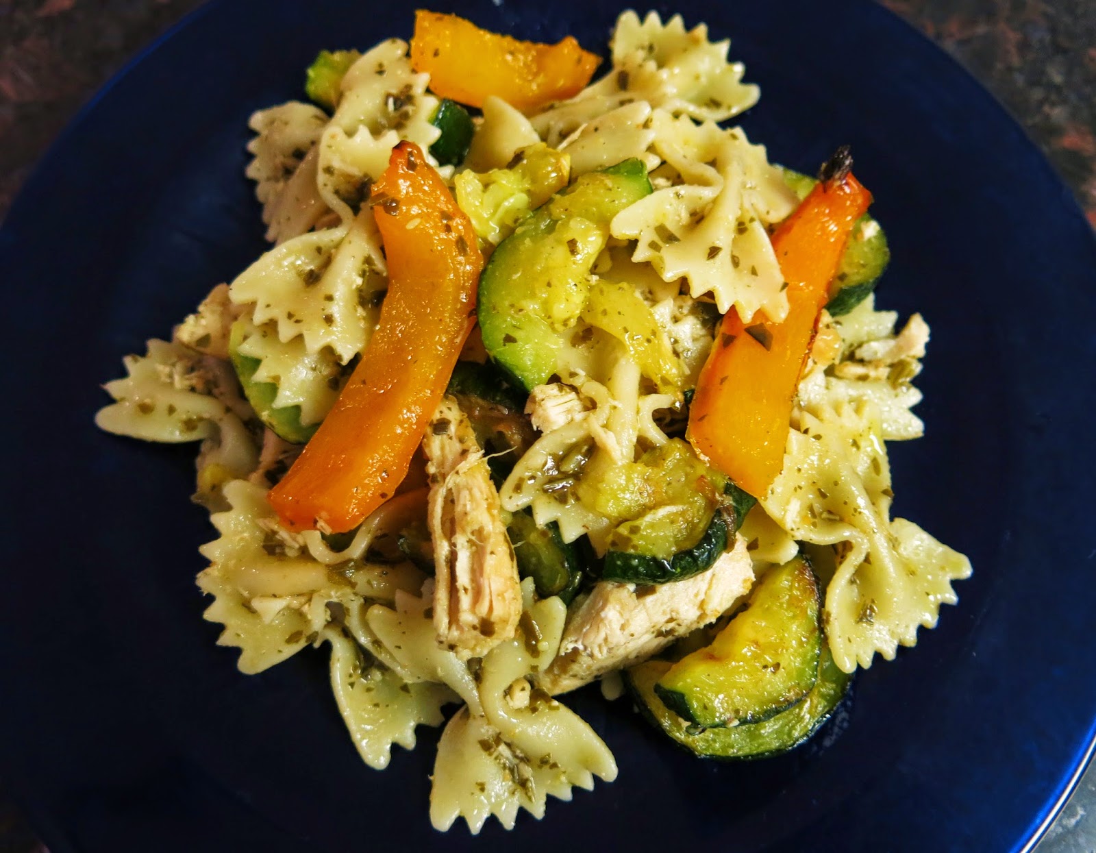 Egg Allergy Cooking Pesto Pasta with Roasted Veggies