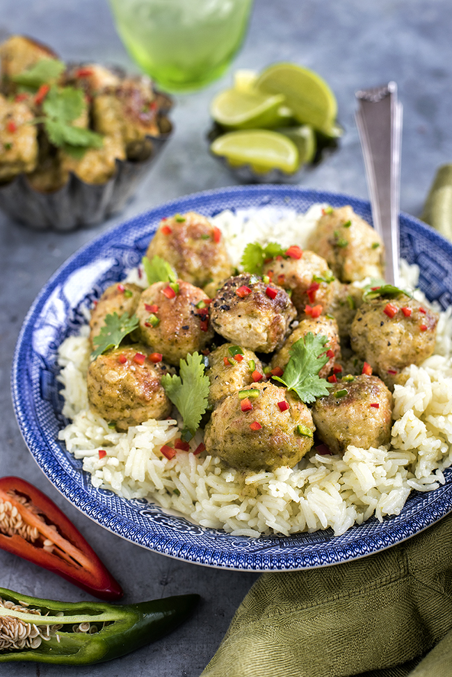 Thai Green Curry Chicken Meatballs supergolden bakes