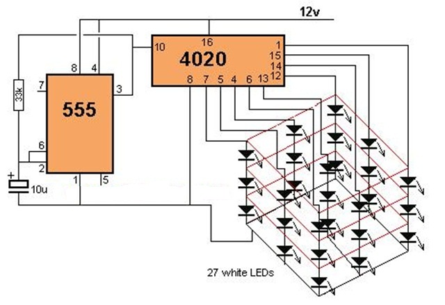 3x3x3 LED Cube Drive | Circuits-Projects