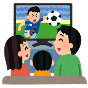 スポーツ観戦のイラスト「テレビでサッカー観戦」