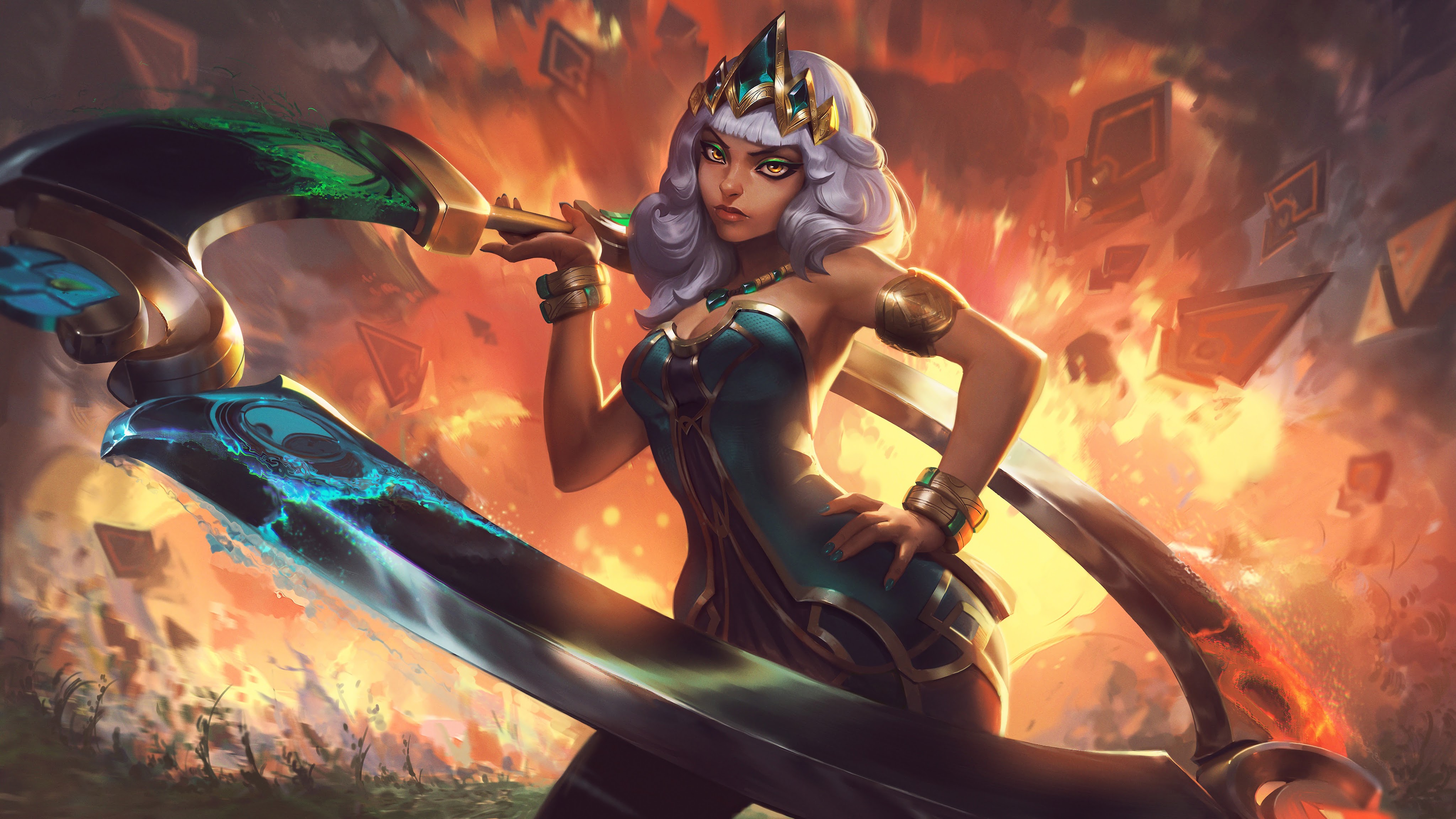 Qiyana, Splash Art, LoL, 8K, #125 Wallpaper PC Desktop