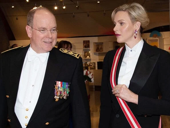 Prince Albert II, Princess Charlene, Princess Caroline and Beatrice Borromeo Casiraghi at the gala evening