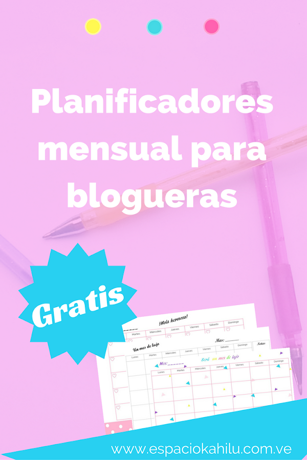 planificador mensual para blogueras gratis