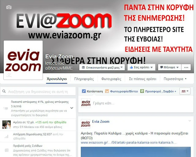 Ξεπέρασε τα 12.000 πραγματικά likes η επίσημη σελίδα του EviaZoom.gr στο facebook