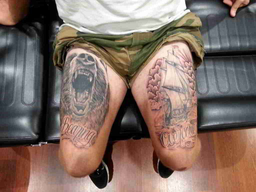 tatuajes realistas en las piernas para hombre
