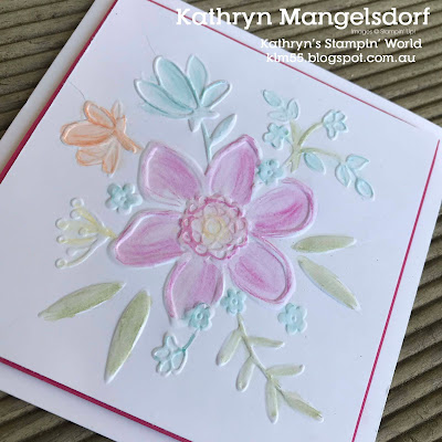 Stampin' Up!  Lovely Floral Dynamic Textured Impressions Embossing Folder, Watercolor Pencils created by Kathryn Mangelsdorf