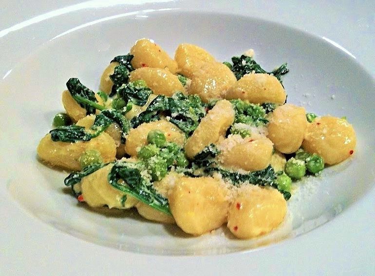 Lemon Gnocchi with Wilted Spinach, Peas & Dried Chilli Recipe