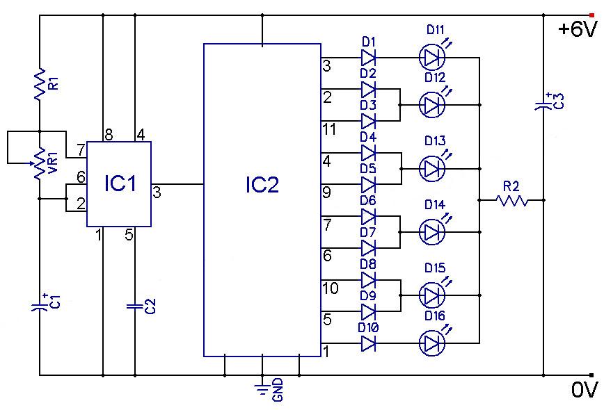 Free Electronic Circuit Collection: Knight Rider Running Light Schematic
