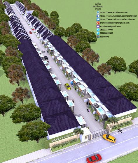 Hasil Jasa Desain Rumah Minimalis - Perumahan Green Land Villa - 3D Site