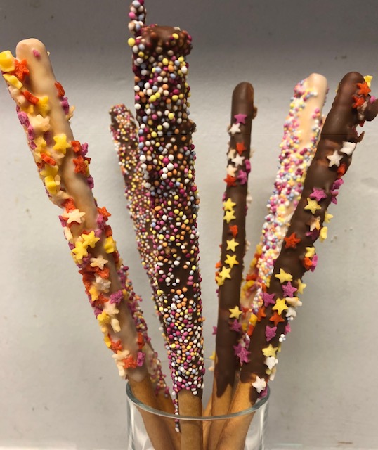 Chocolate and Sprinkle Coated Breadsticks Recipe