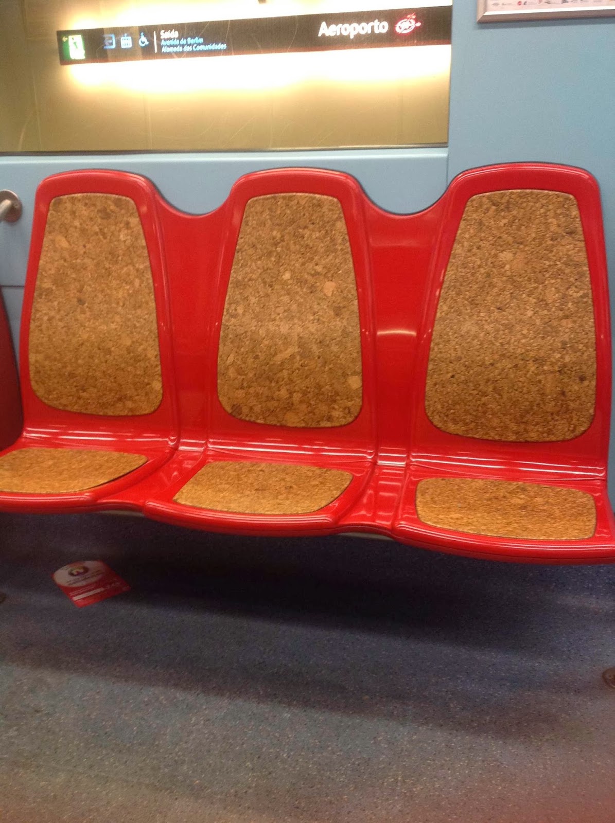 Jim's Loire Cork seats on the Lisbon Metro are the Portuguese