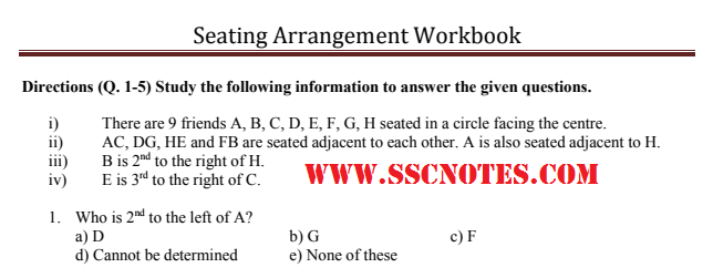 Seating Arrangement Questions For Bank Po Pdf Download