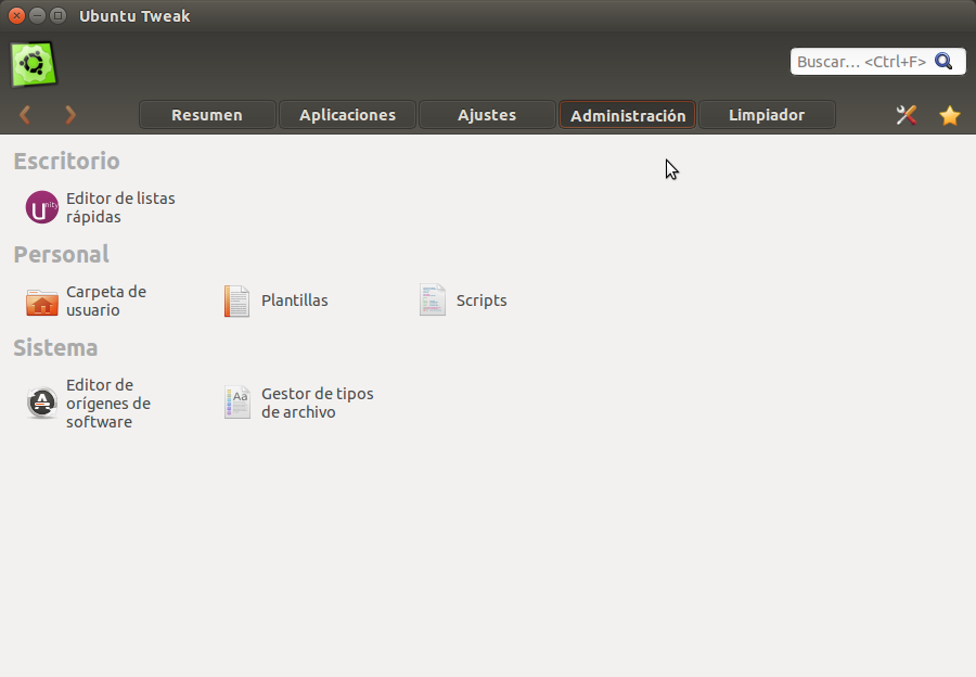 Ubuntu Tweak Administracion