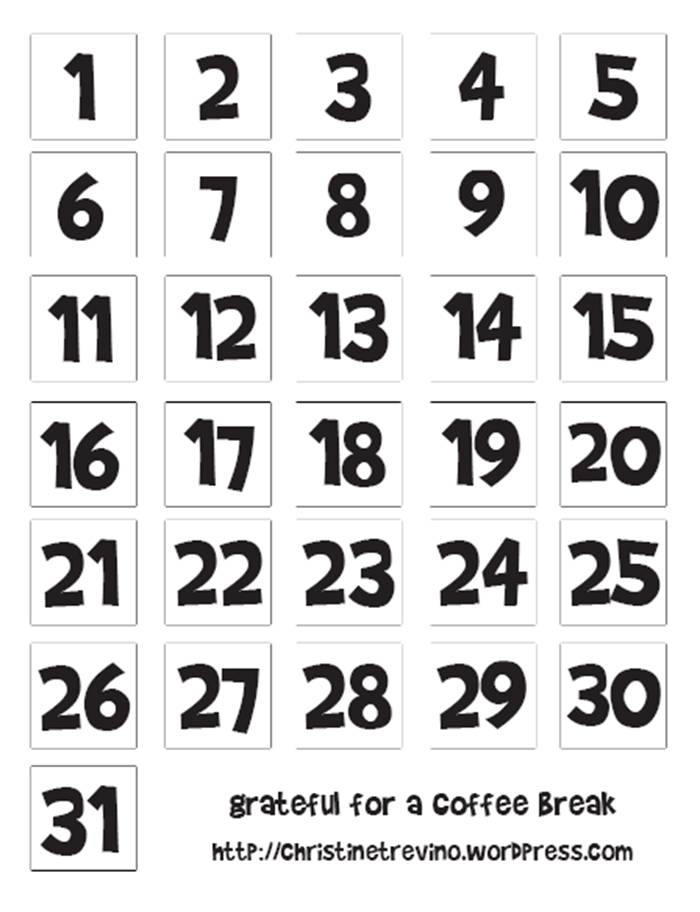A day With Lil Mama Stuart DIY Advent Calendar Printable Numbers
