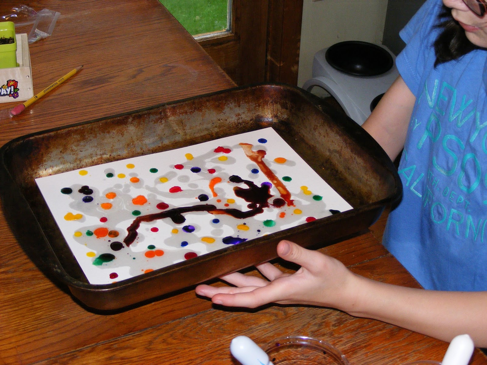 Ten kids and a Dog: Water and Oil Art
