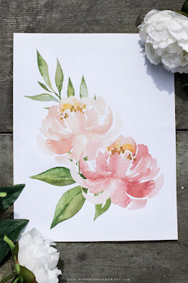 Free watercolor peonies to print as summer decor for your home. Watercolor peonies free printable