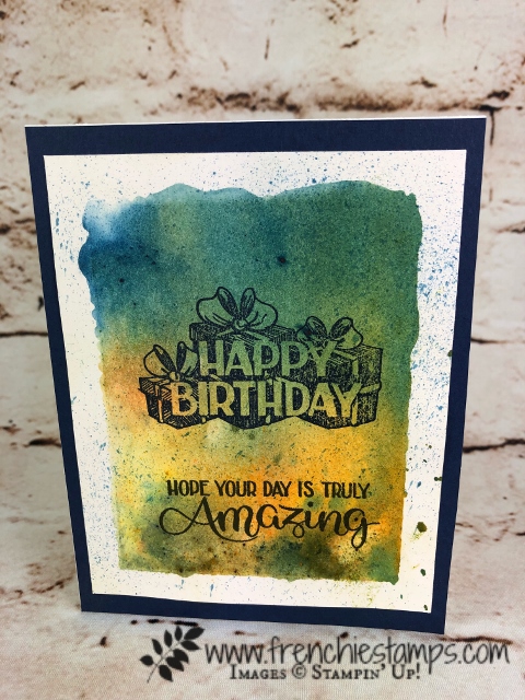 Splatter with Brusho, Big Wishes, Clear Block Background, Stampin'Up!, Frenchie, 
