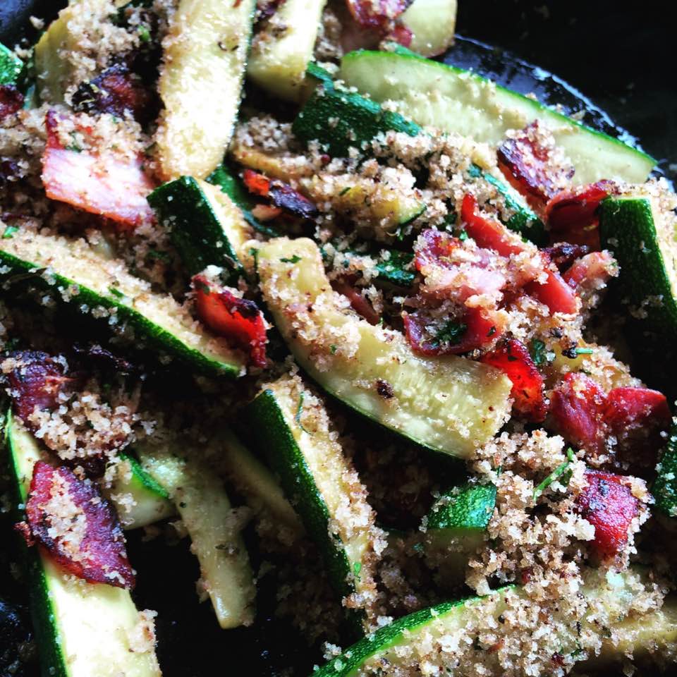 dishes4ibs Low Fodmap Courgette and Bacon Gremolata