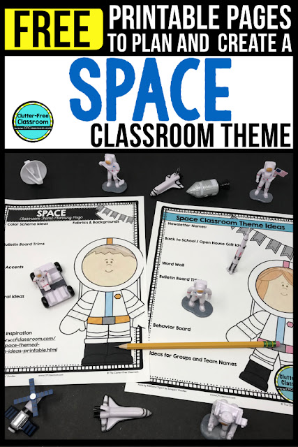 SPACE Theme Classroom: If you’re an elementary teacher who is thinking about a space, astronaut, galaxy, outer space, universe, solar system theme then this classroom decor blog post is for you. It’ll make decorating for back to school fun and easy. It’s full of photos, tips, ideas, and free printables to plan and organize how you will set up your classroom and decorate your bulletin boards for the first day of school and beyond.