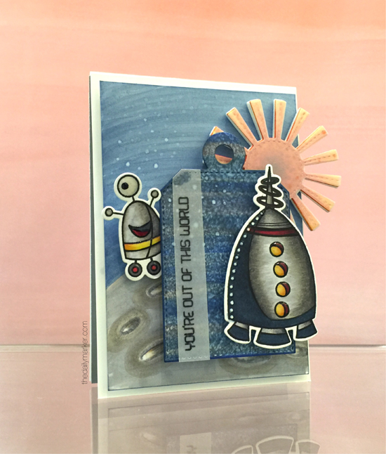 Handmade card by Kathy Racoosin featuring the Out of This World stamp set and Die-namics and the Sunny Skies Die-namics #mftstamps