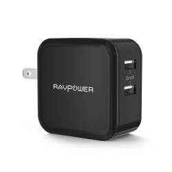 USB Charger RAVPower 24W 4.8A Dual USB Wall Charger Travel Charger with iSmart Technology Foldable Plug for iPhone, iPad, S6, Nexus and More
