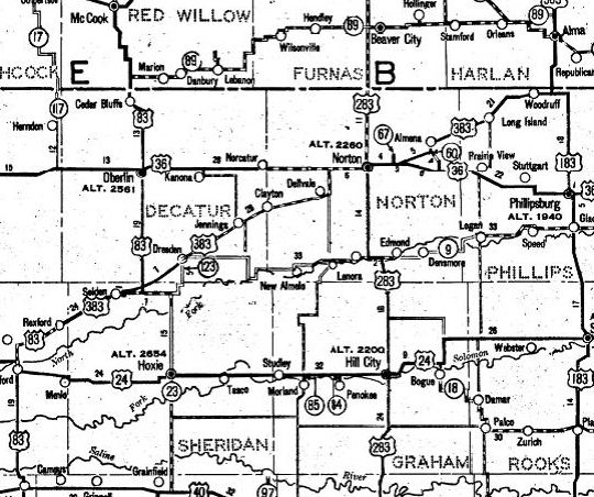 Map of Ghost Towns in Kansas