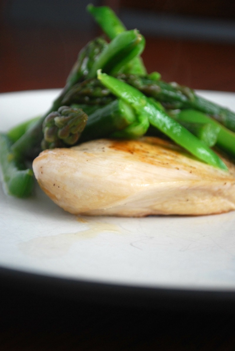 Chicken Scalliopine with Sugar Snap Pea, Asparagus, and Lemon Salad