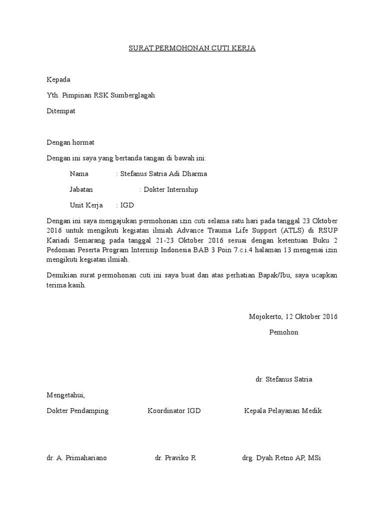 Contoh Membuat Surat Cuti Lebaran Contoh Surat