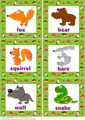 forest animals flashcards with words 1