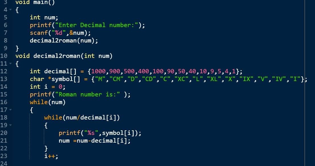 It s creation c program to convert numbers to roman numerals 