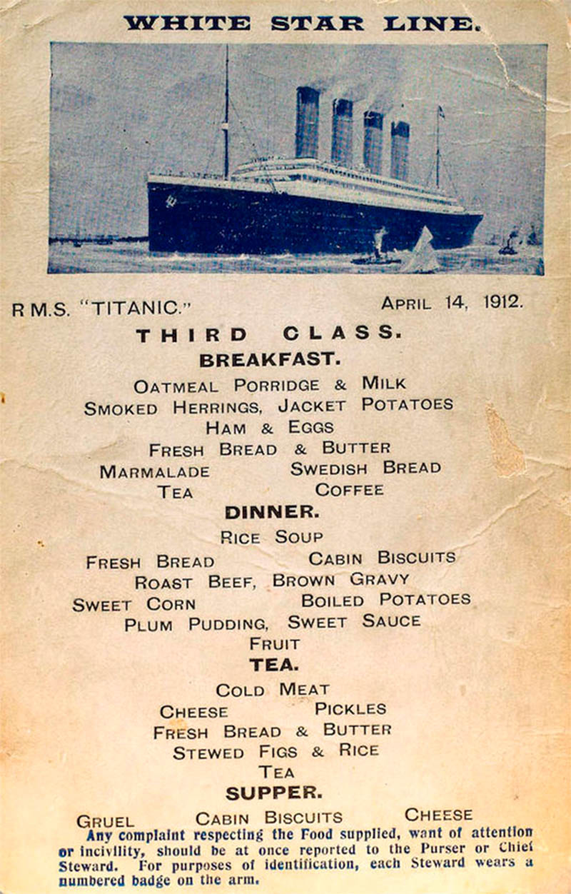 What Passengers Actually Ate on the Titanic? Food Menus Reveal What Was Served on the Ship