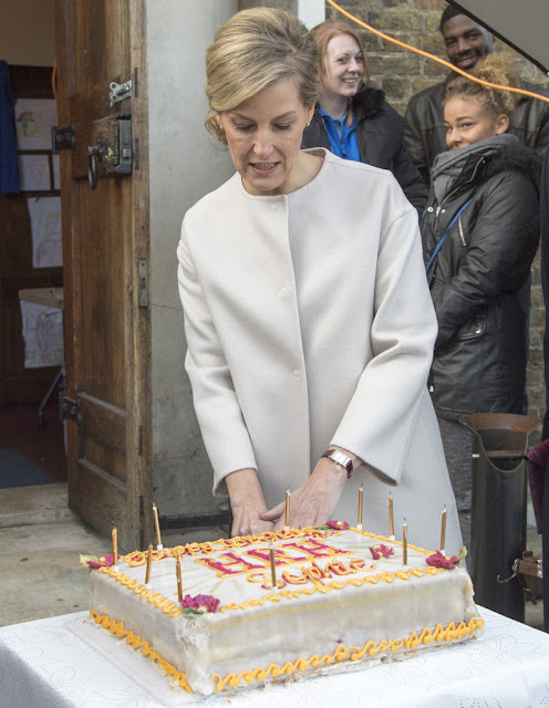 ophie, Countess of Wessex accompanied by Prince Edward, Earl of Wessex visits the Tomorrow's People Social Enterprises at St Anselm's Church, Kennington on her 50th birthda