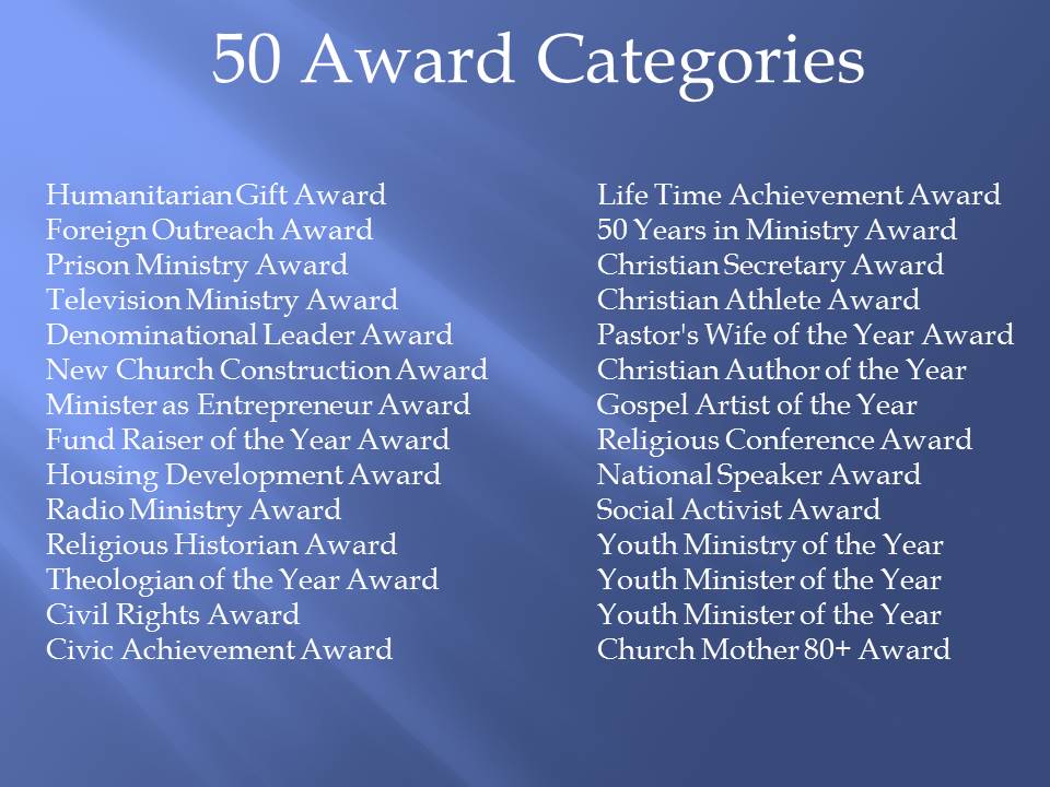 50 Award Categories