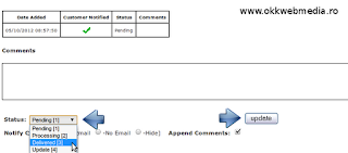Schimbare status comanda produs in zencart. Tutorial OWM.