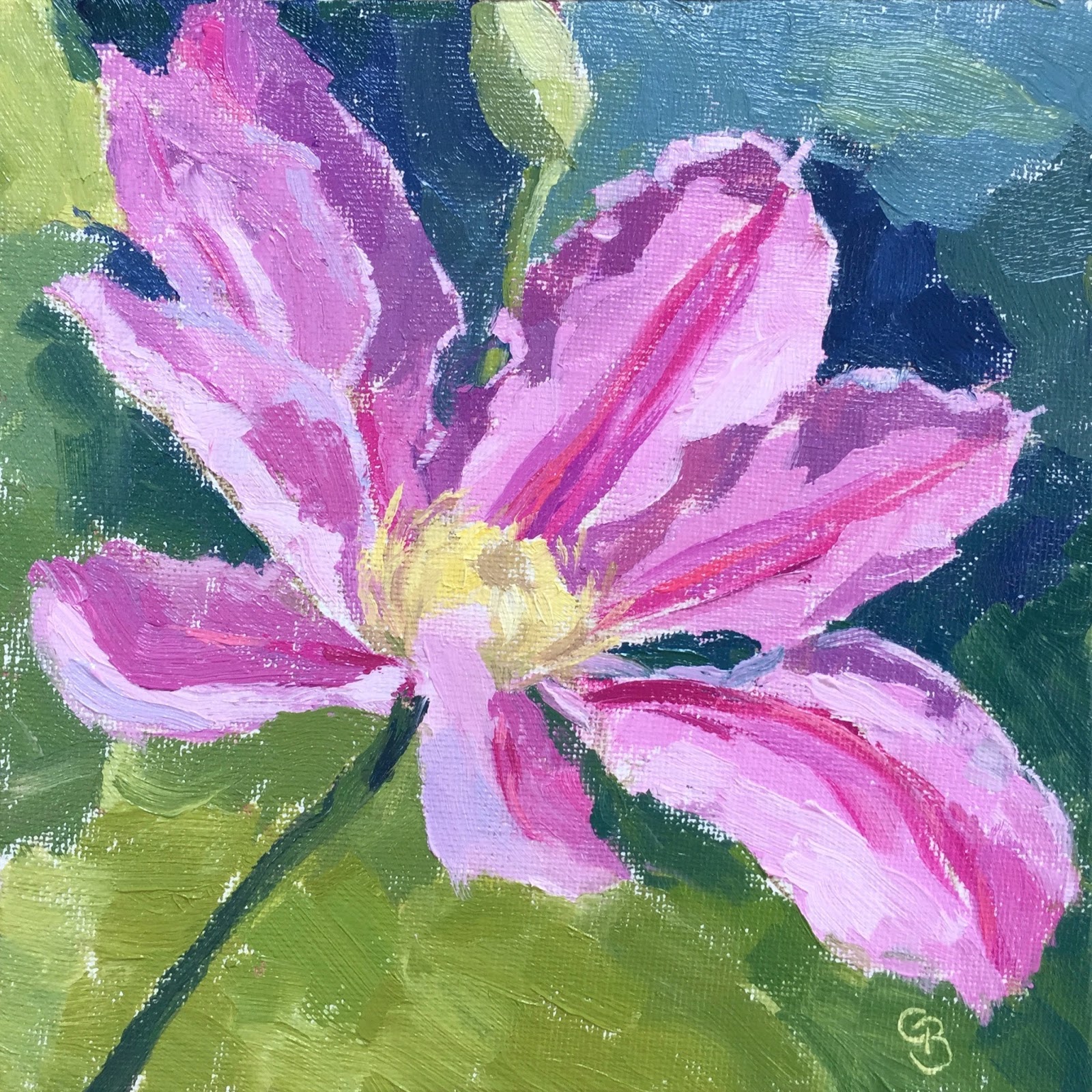 Clare Bowen Artist 80 'Clematis' 6x6"