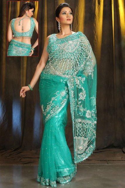 Saree With Halter Neck Blouse Designs - Saree Fashion