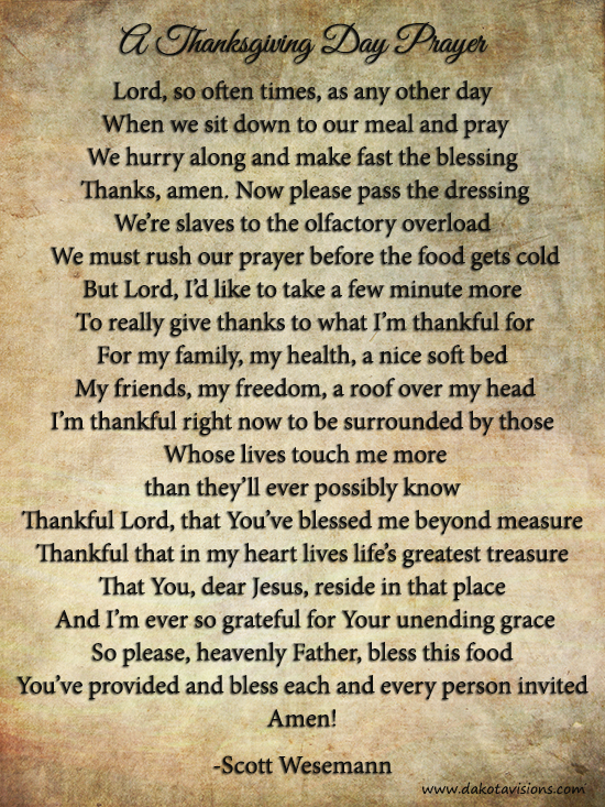 From the Dakota Visions Photography family: A Thanksgiving Day Prayer by Scott Wesemann