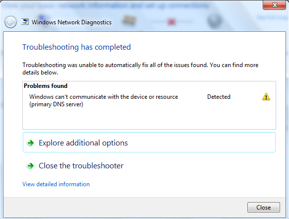 Windows can't communicate with the device or resource