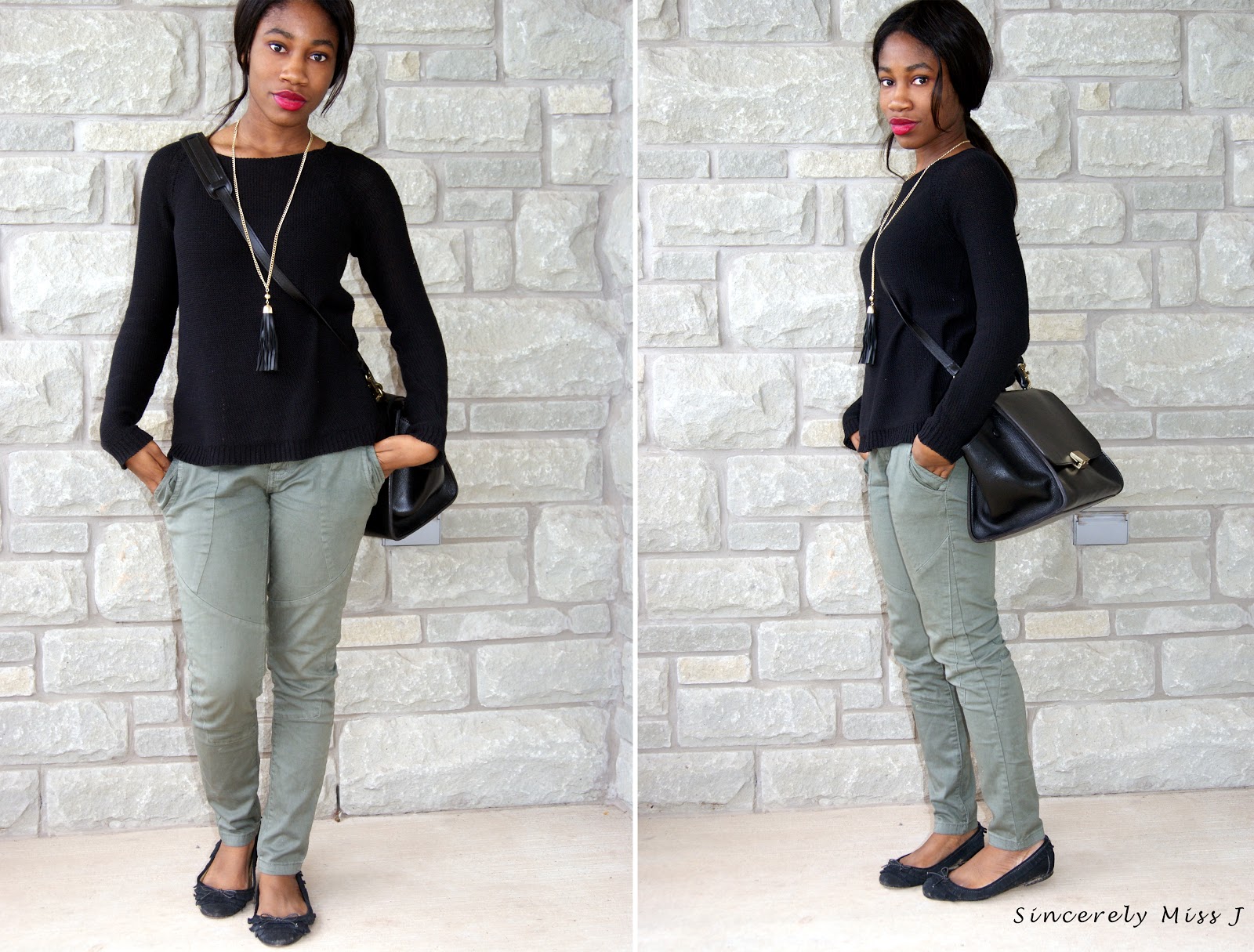 Outfit Information: Sweater & Necklace: Dynamite, Vest: thrifted: DIY, Pants: Urban Behaviour, Heels: Style Sense