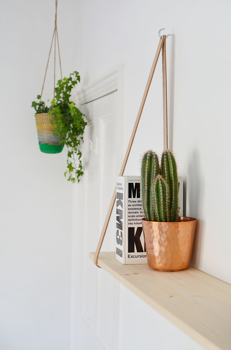 DIY Leather Hanging Shelf - BREPURPOSED