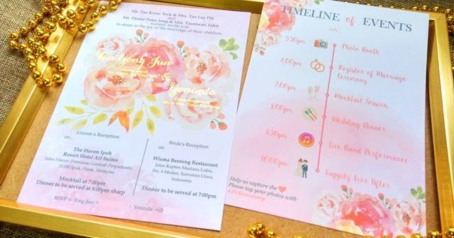 watercolour flower gold stamping wedding card malaysia