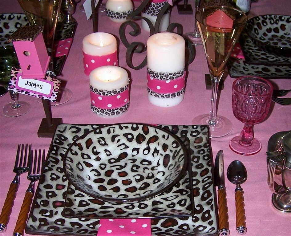Mikasa Leopard Dishes and Pink Polka Dot Tablescape