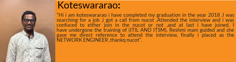 Koteswarao got placed as Network Engineer