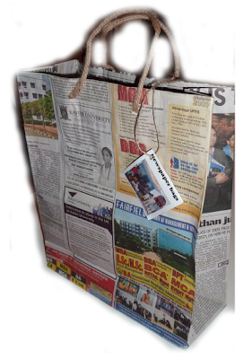 gift bag made from recycled newspapers
