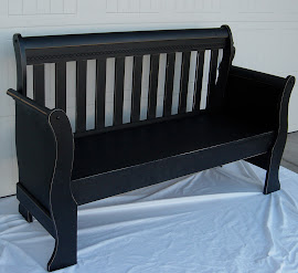 Black Distressed Sleigh Bench (SOLD)